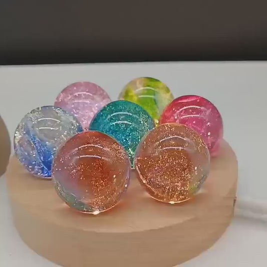 Colorful glass beads and crystal balls